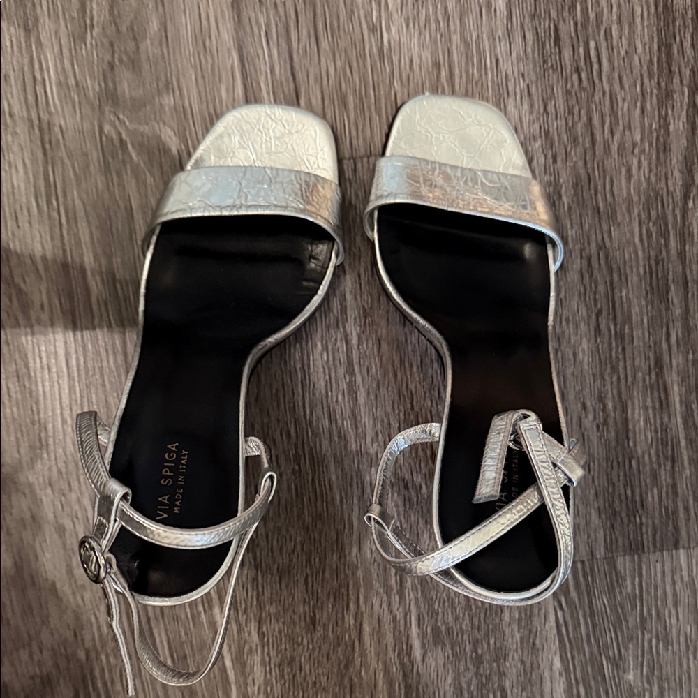 Via Spiga Metallic Silver Sandals